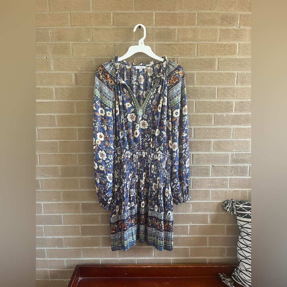 Current Air Blue and Brown Floral Mini Dress - Picture 2 of 4